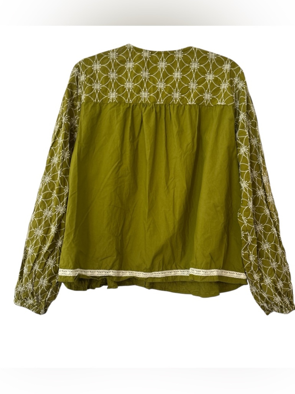 LOGO Lavish by Lori Goldstein Shiffli Mix Swing Jacket Green and Cream Medium - Picture 6 of 7